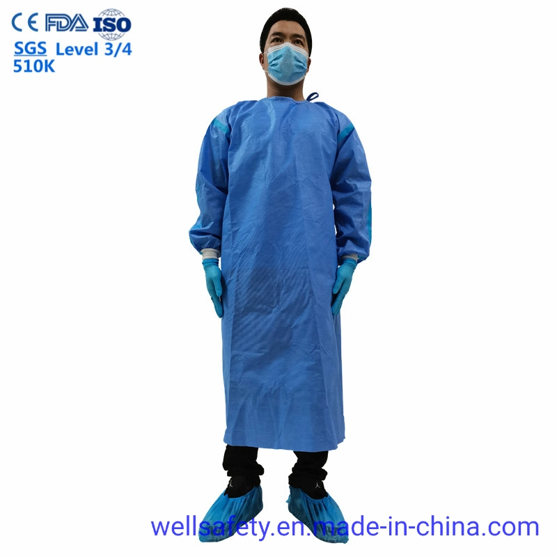 AAMI Level 4 Gowns Clean Room ESD Clothes Lab Coats Disposable White PP SMS Gowns for Worker AAMI Level 4 Gowns FDA En14126 CE ISO SGS