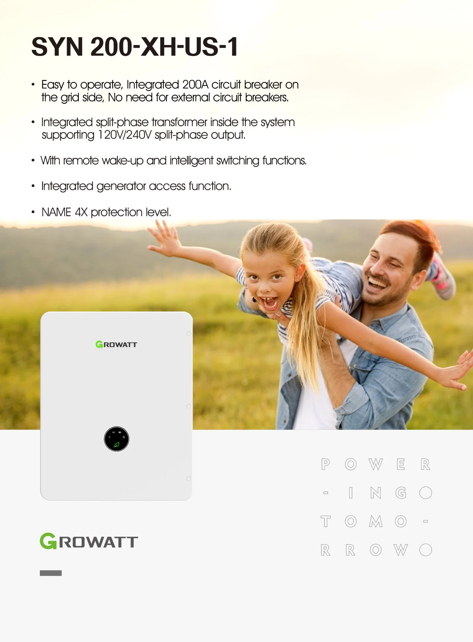 Growatt SYN 200tl-XH-US Backup Box ESS Zubehör für Solar Energieeffizienzsystem