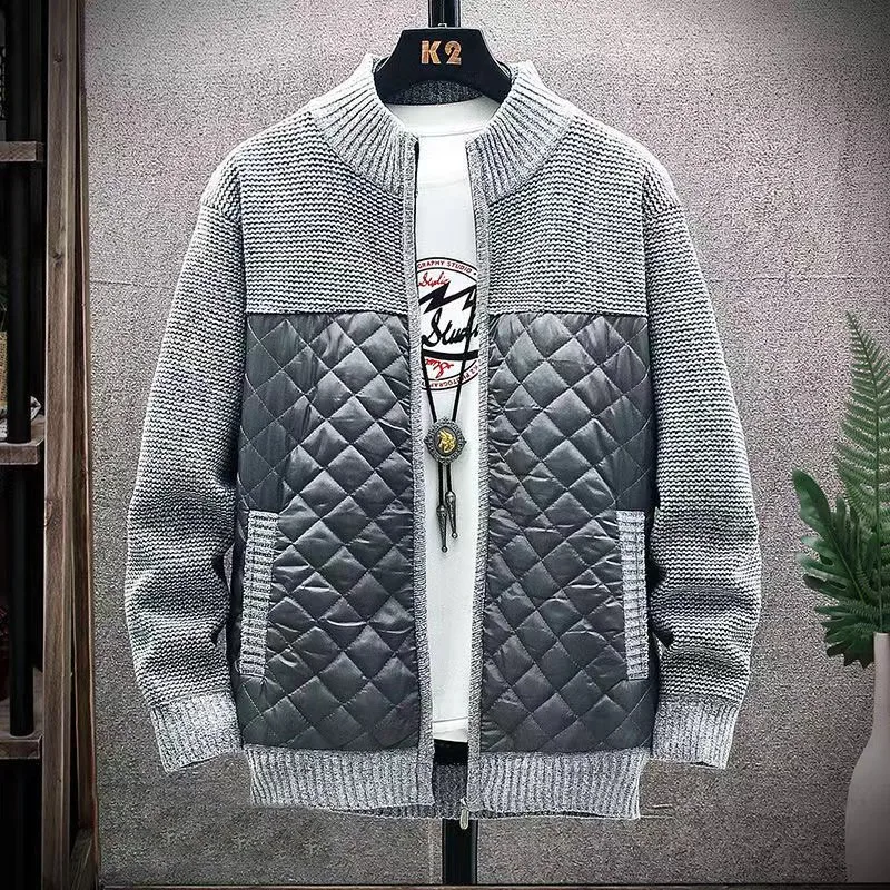 New Fashion Men Autumn Stand Collar Knit Solid Color Zipper Outdoor Cardigan Knitwear Casual Tops Coat Jacket Sweater