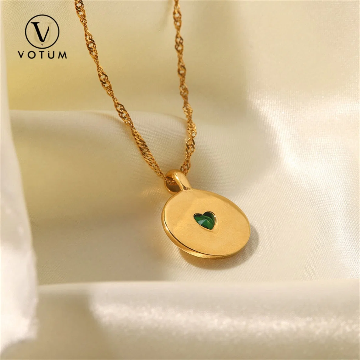 Votum Factory Customize S925 Silver 18K Gold Plated Crystal Heart Shape Necklace Handmade Jewelry