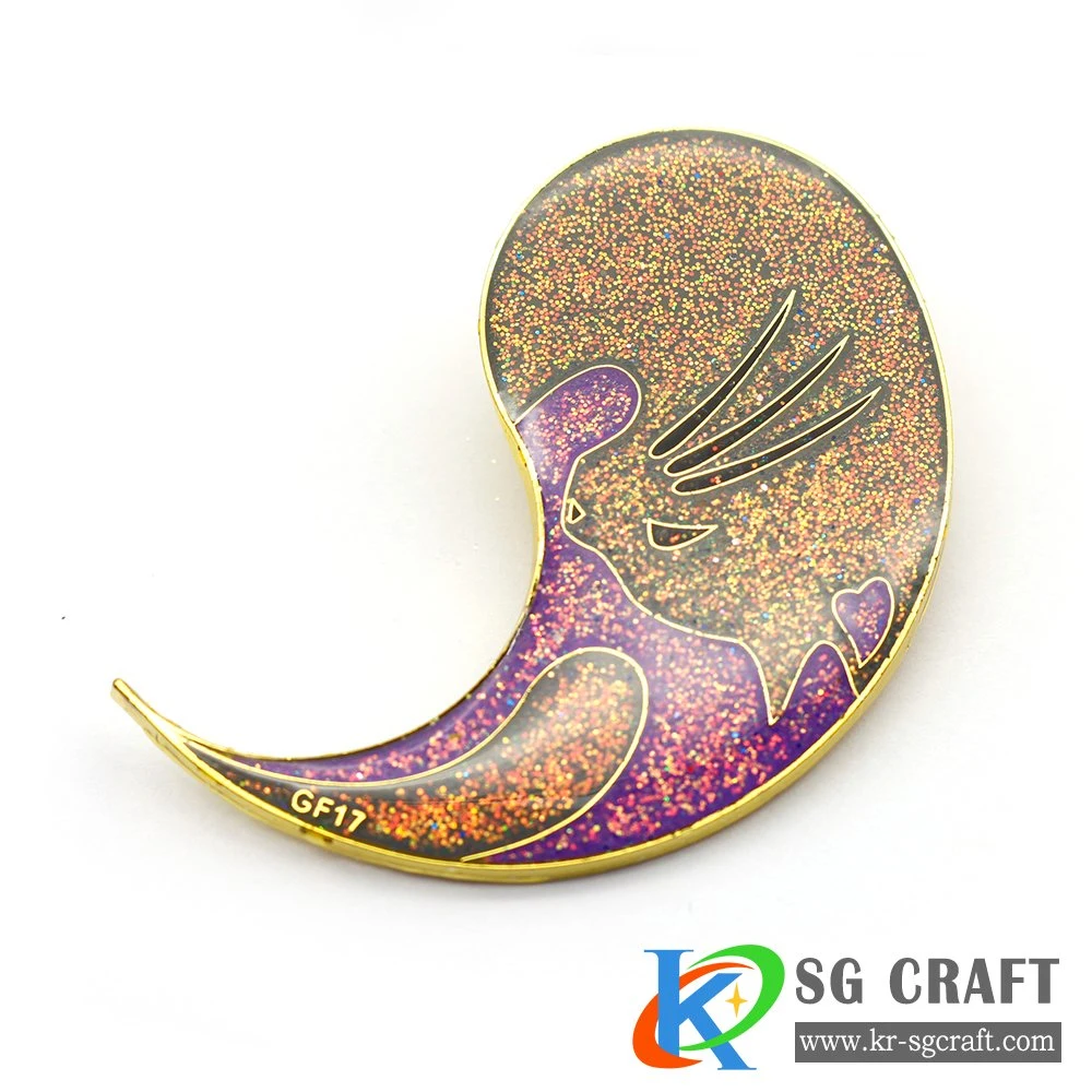 Cartoon Lapel Pin with Glitter Soft/Hard Enamel Pin Badge Custom Logo with Your Own Designs