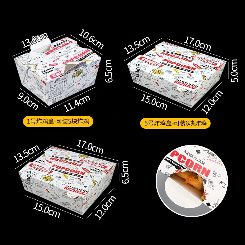 Disposable Wholesale/Supplier Custom Greaseproof Takeaway Fried Chicken Lunch Box Paper Food Packaging Container Costom Free Rigid Boxes