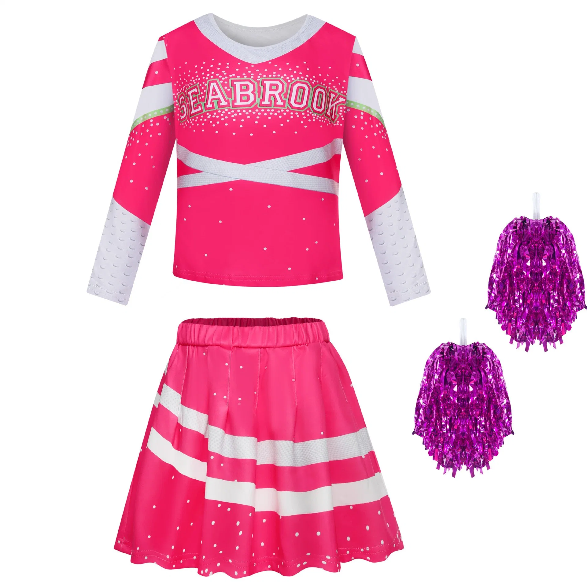 Zombies Girls Cheerleader Costumes World up Cheerleading Outfits Kids Toddler Movie Halloween Dress up Party 3-12 Years