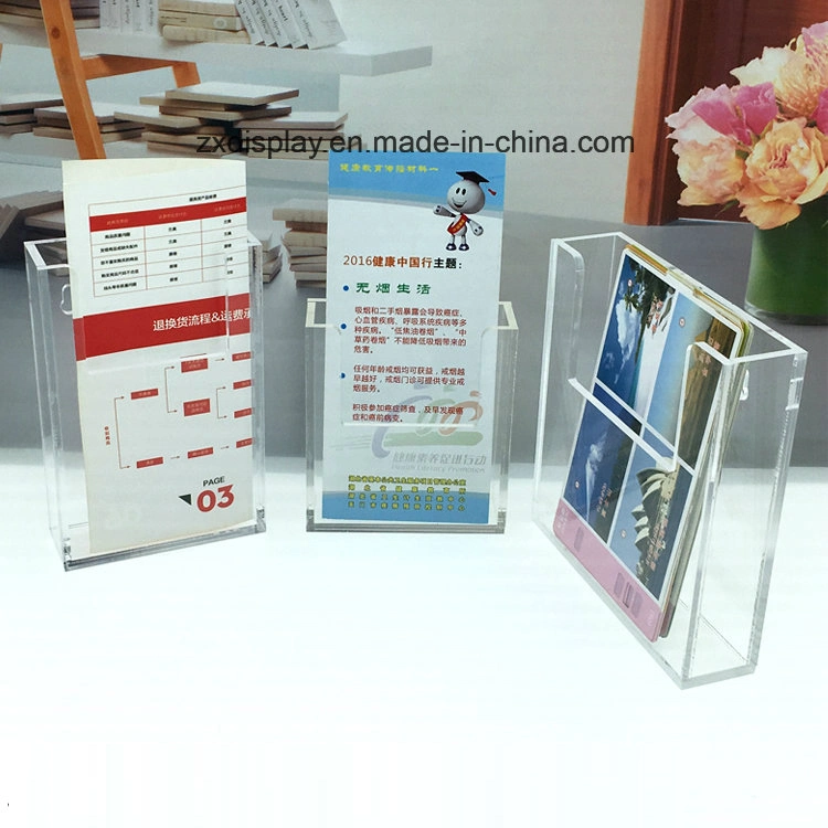 Wall Mount Acrylic Brochure Display Box Custom Magazine File Holder