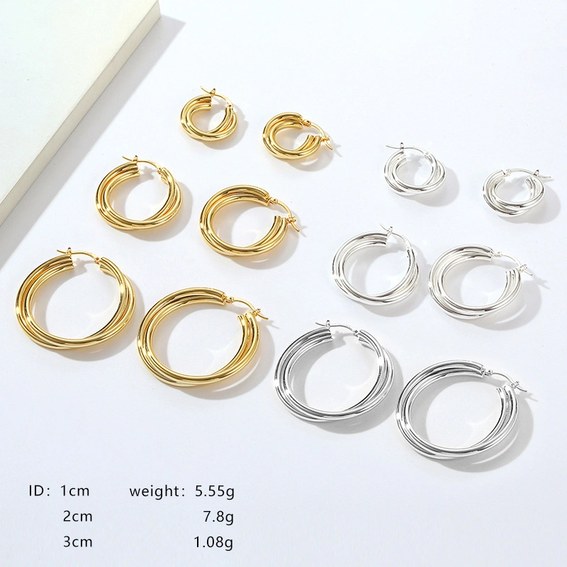 French Retro High-Grade Ring Ear Hook Female Customized Fashion 18K Stainless Steel Earrings