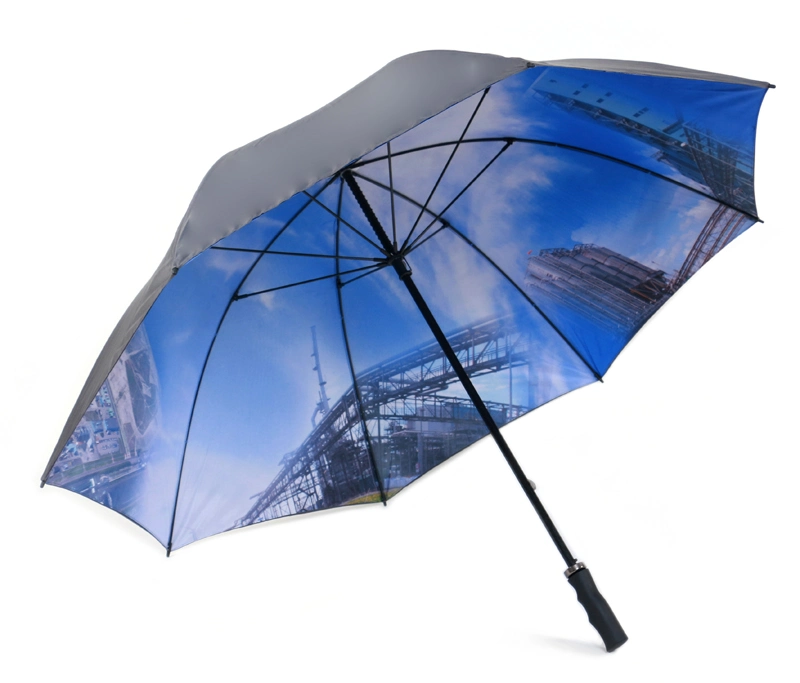 Sunfoo 30 po gris en gros extérieur à ouverture manuelle, double couche ou double couche Parapluie de golf à imprimé photo couleur