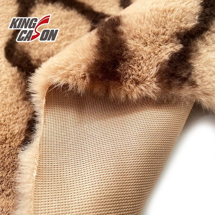 Kingcason Polyester One Side Printed Faux Fur Fabric for Coat