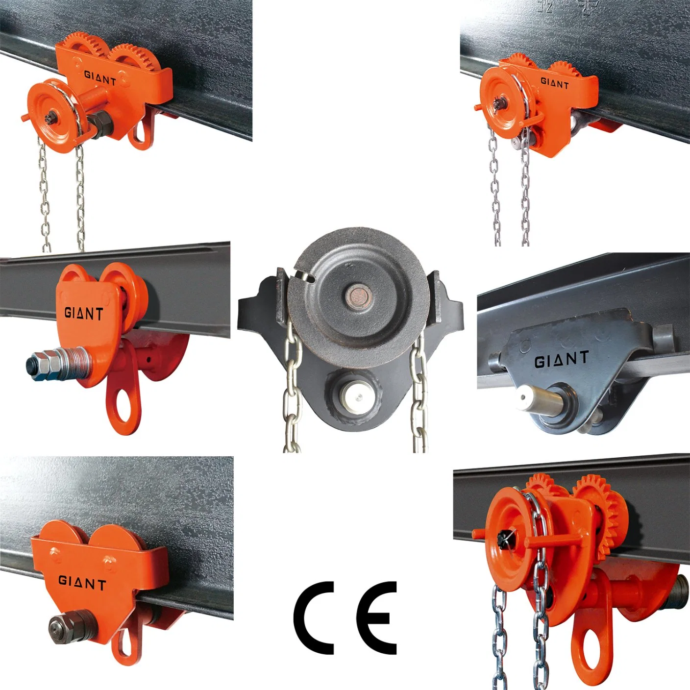 0.5ton to 10ton Manual Beam Trolley for Hoist Hand Push Chain Trolley with CE Certification (GCT-E)