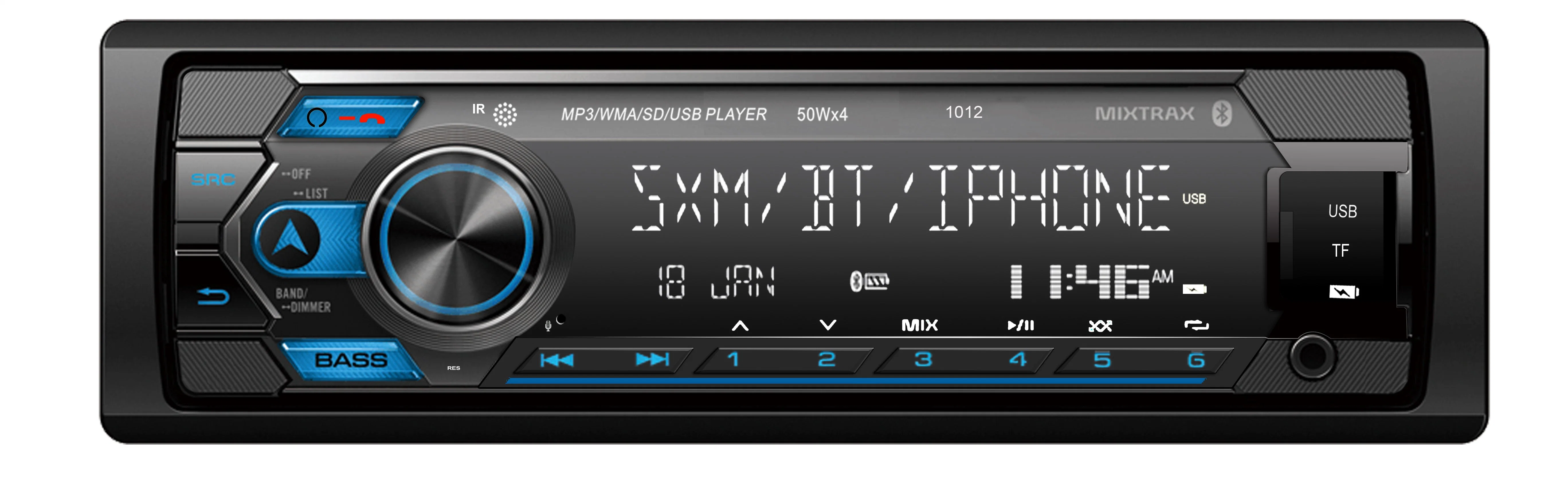 1DIN LCD Car MP3 Player with FM Support Remote Control Aux Bt 2USB 7 Color Changing Car Radio