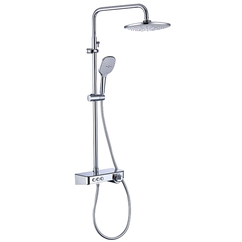 New Design Fashion Smart Digital Display Model Solid Brass Round Shape Three Functions Shower Set Mixer Faucet