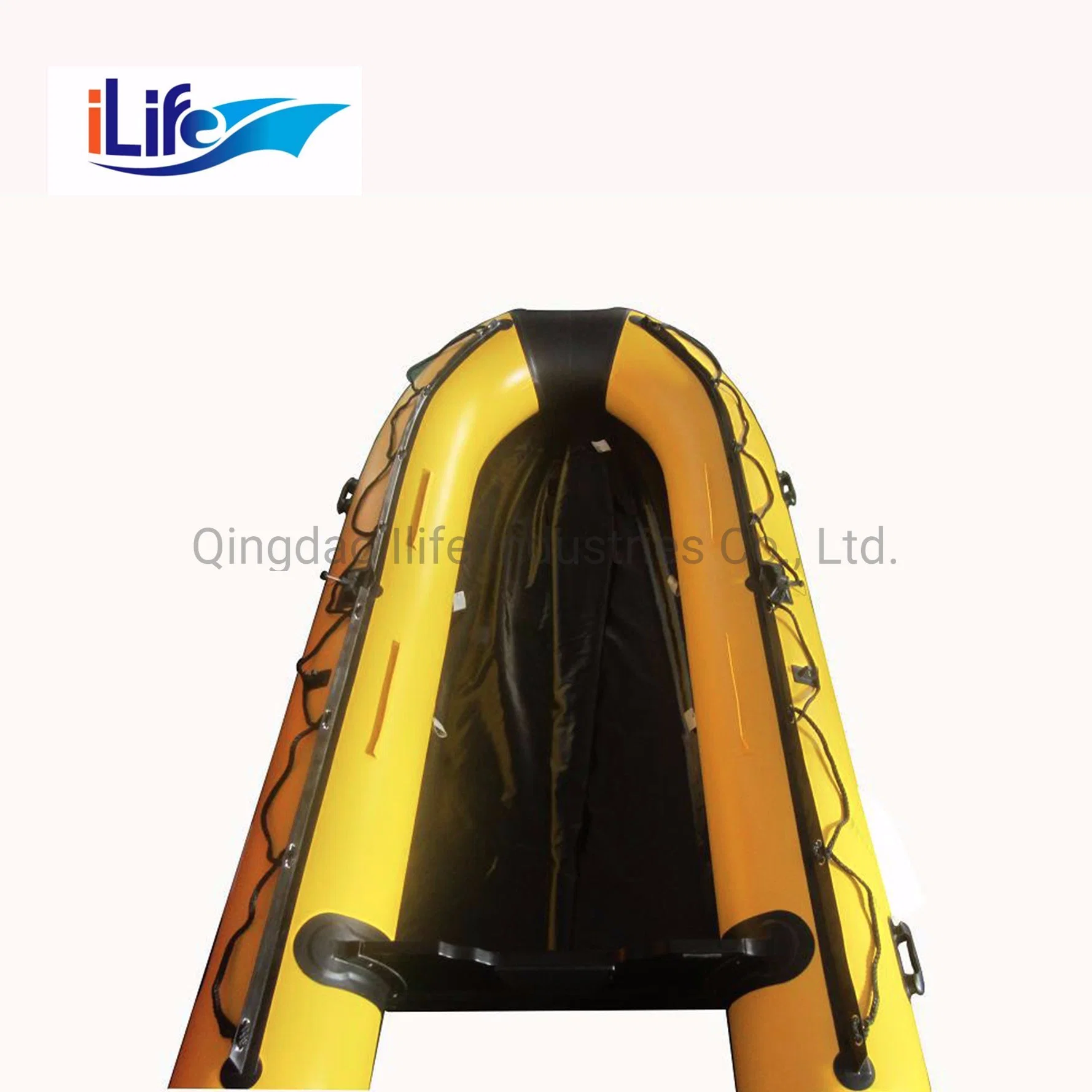 Ilife 4.3m Yellow Offshore PVC/Hypalon Inflatable Rescue Fishing Rubber Boat with Aluminum/Drop Stitch Air/Plywood Floor for Rescue