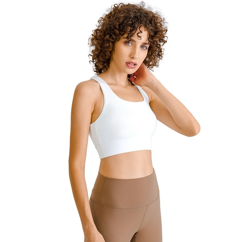 Tres hileras hebilla Deportes de alta resistencia a prueba de golpes ropa interior Lady Back ahuecada Hermosa espalda Deportes Sujetador Entrenamiento ropa de fitness Ssdq0747