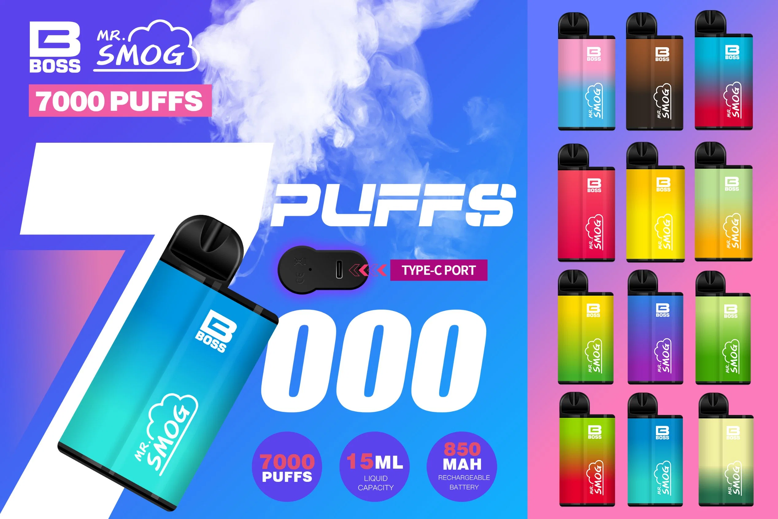 Haute qualité/performance à coût élevé stylo Vape Cigarette électronique Tornado Vape 7000 Petite boîte bouffées vaporisateur jetables