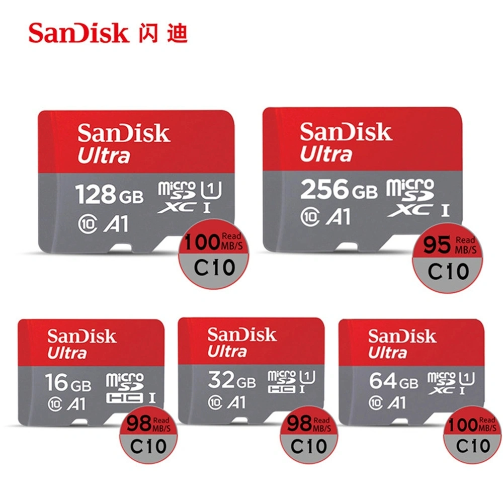 Cartão Micro SD original de fábrica de 100% com 128 GB, 256 GB, 16 g Cartão Micro SD/TF de 400 GB Ultra Class 10 A1