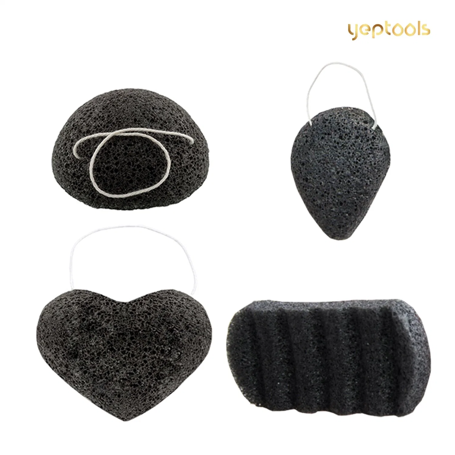 Biodegradable Konjac Sponge Half Ball Shape Good Selling Black Bamboo Charcoal