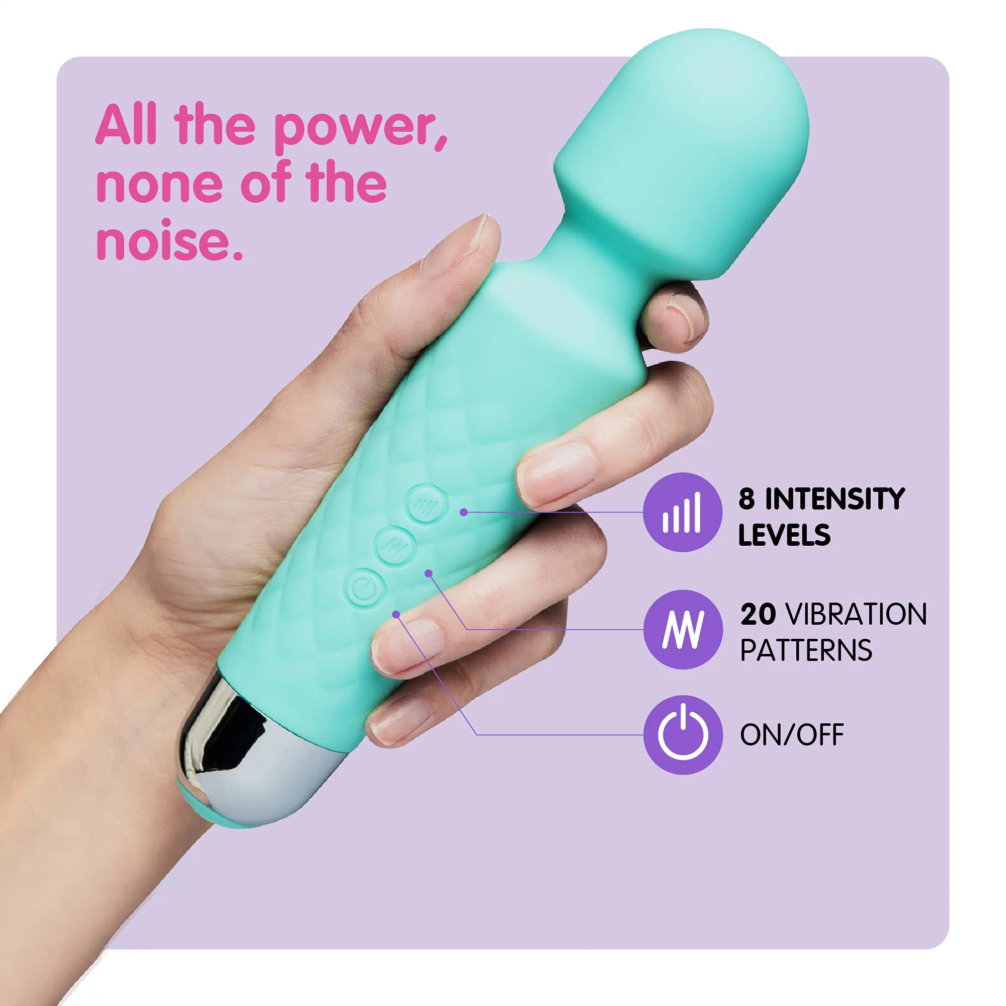 Vibrador Wand Female Adult Sex Toys Wand Massager clit estimulador Sex Toy Dildo con 8 velocidades de placer y 20 patrones, potente