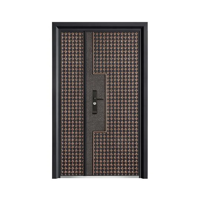 Kqdoors Porte de sécurité en acier haut de gamme Porte d'entrée principale Design extérieur Double Luxe Dernière image de conception