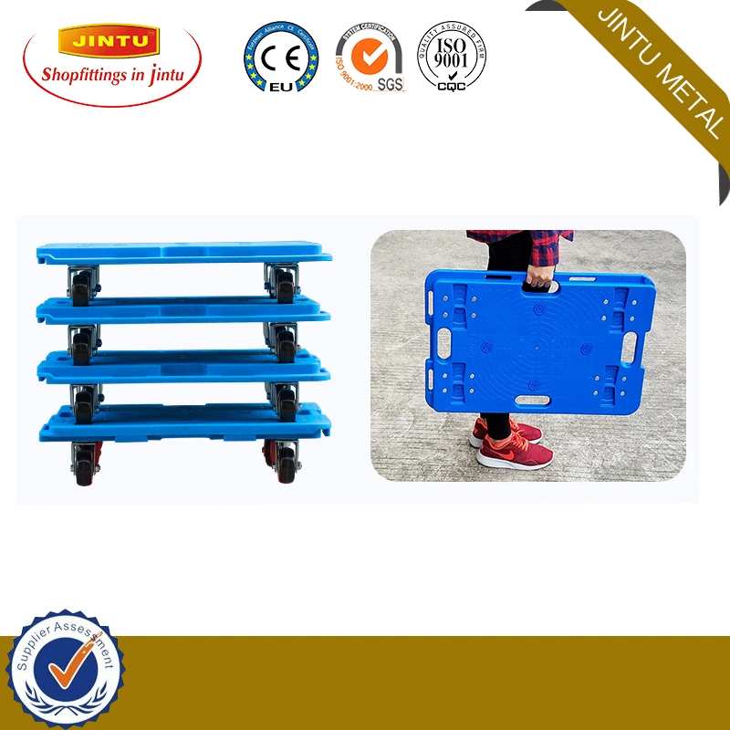 Flat Surface Trolley Cart / Plastic Pallet with Wheels for Storage Boxes