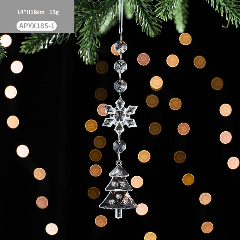 Atacado transparente acrílico árvore de Natal ornaments Snowflake Hanging String