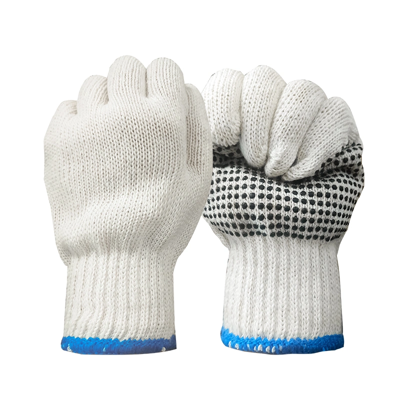 White Cotton Knitted Single PVC Single Dotted Hand Protection Garden Working Safety Gloves