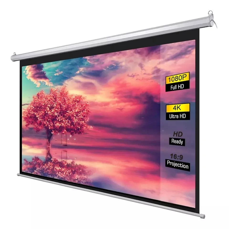 100" 16: 9 Home Movie Electric Projection Screen Matte White Pull Down Projector