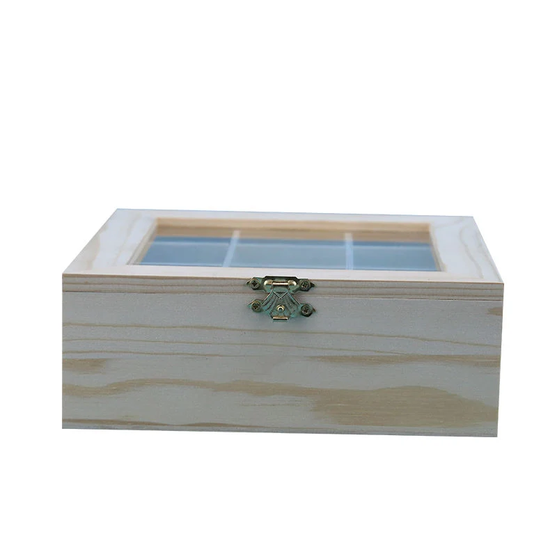 Eco-Friendly Wooden/Wood Box with Glass Lid for Tea Bag/Candy/Jewelry Storage