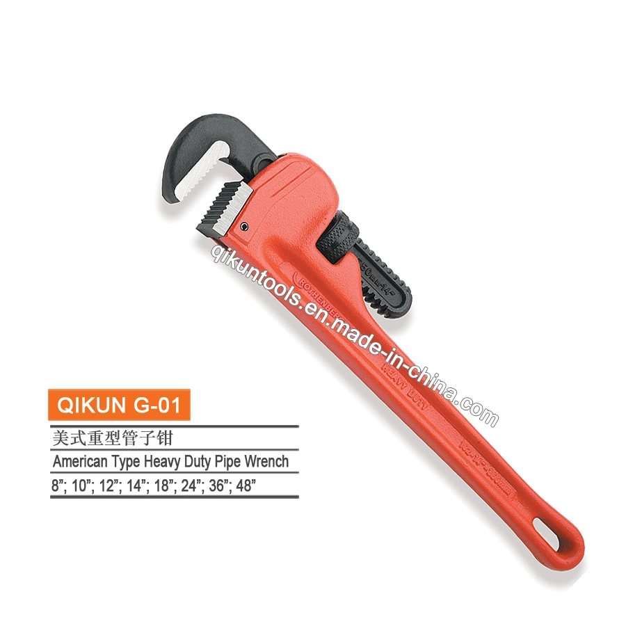 G-02 de Hardware de la construcción de herramientas de mano de Mango de caucho tipo americana Heavy Duty llave de tubo