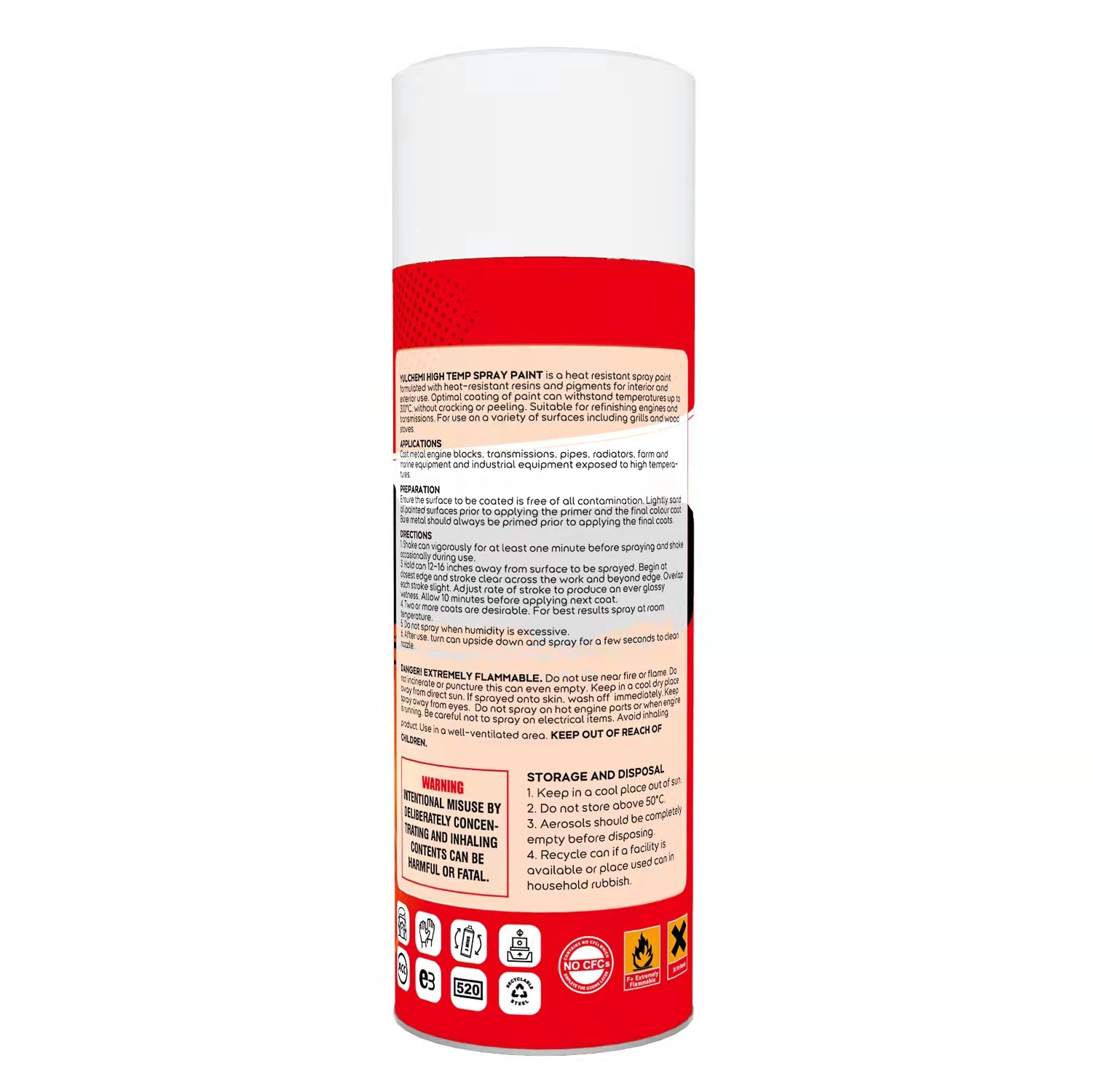 Marca de línea de caucho Aerosol a medida de fábrica Oro metálico Pintura normal Spray Pintura en spray de cromo