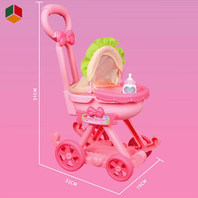 Qstoys Hot Selling Cute Pink Pretend Play Set Toy Plastic Dazzle Colorful Doll Pet Stroller Toys with Plush Animal Horse Unicorn Pet