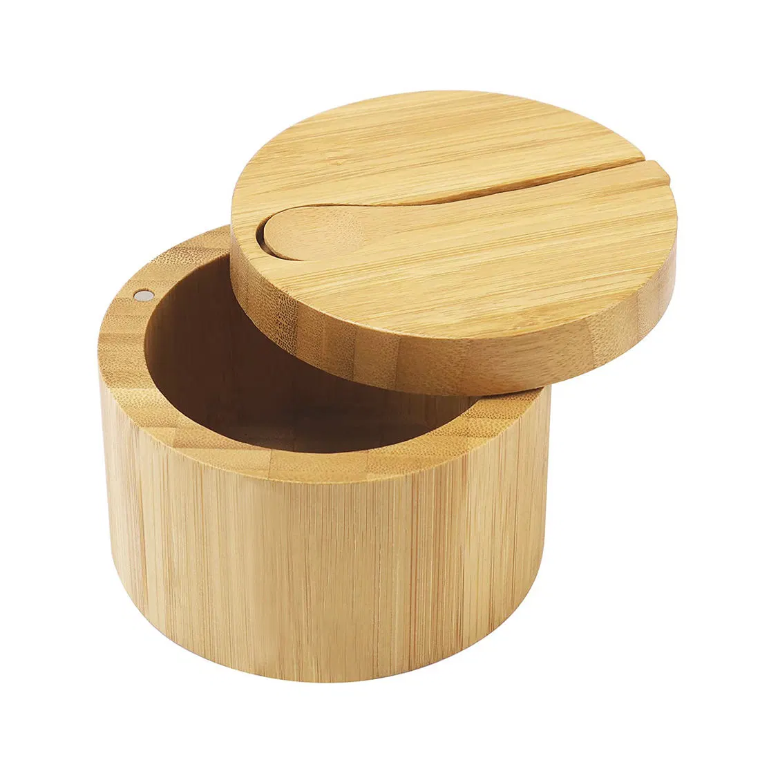 Bamboo Seasonings Box Mini Spoon Salt Container Wood Pepper Storage Spice Cellars