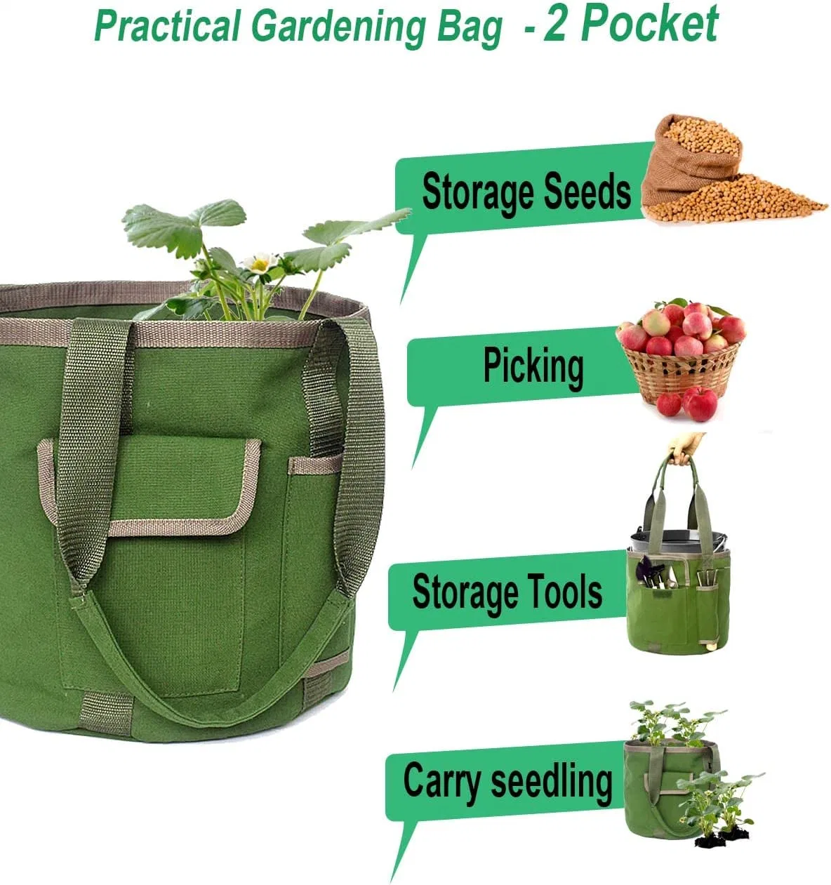 Gartenwerkzeuge Eimer Tasche, Gartenorganisator Tasche für 5 Gallonen Eimer mit Taschen, Garten Leinenbeutel für Werkzeuge