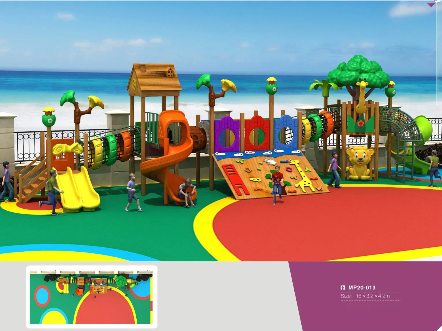 MP20-009 Wooden Playground Kids Wooden Amusement Equipment Outdoor Combination Wooden House