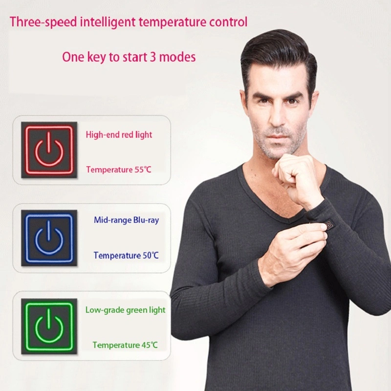 New Winter Products 7.4V DC Soft Lightweight Thick Smart Heating Clothes Interface Electrical Heated Underwear for Men and Women Heated Ultra