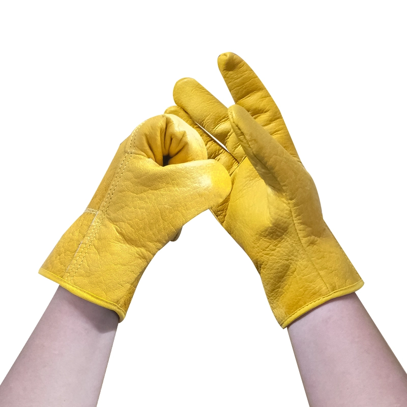 Good Price Goat Leather Yellow Welding Work Safety Glove Used Wildly Comfortable Keep Warm in Winter