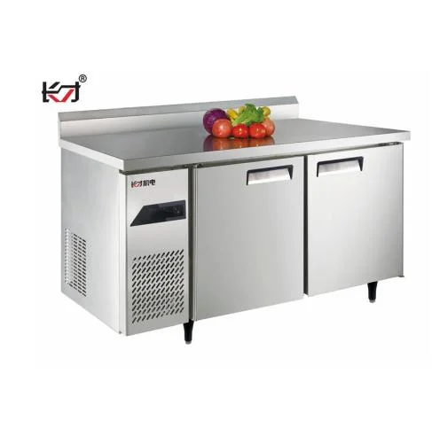 Qbtf2-7 Direct Cooling Restaurant Standing Flat Trolley Commercial Use Cooking Table Mini Refrigerator Freezer Price