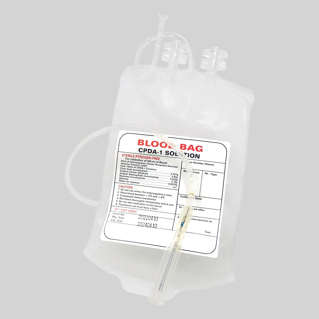 Disposable Medical Single/Double/Triple/Quadruple Blood Bag with Needle Protector