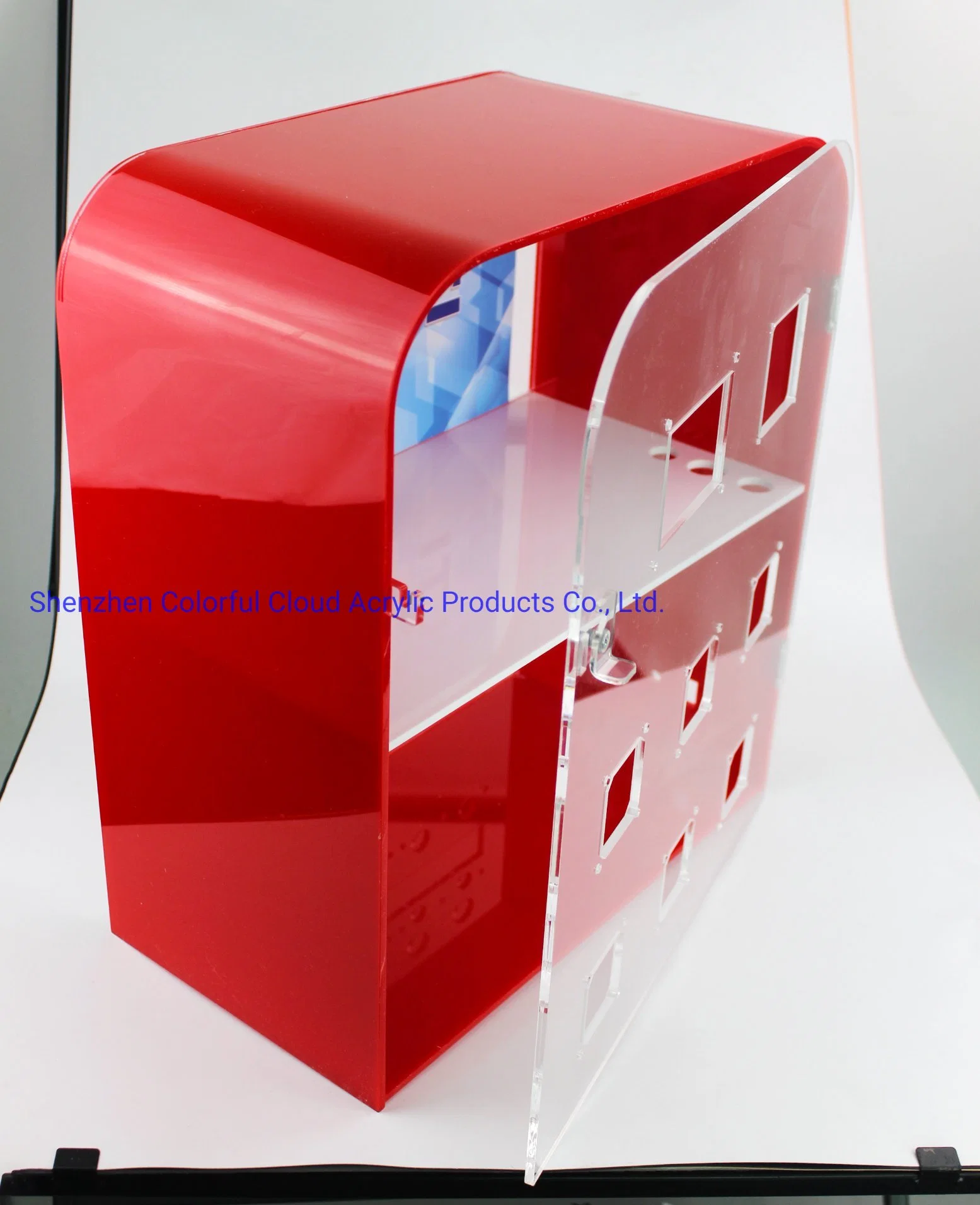 Customized Red Shell Acrylic Vape Storage and Display Cabinet