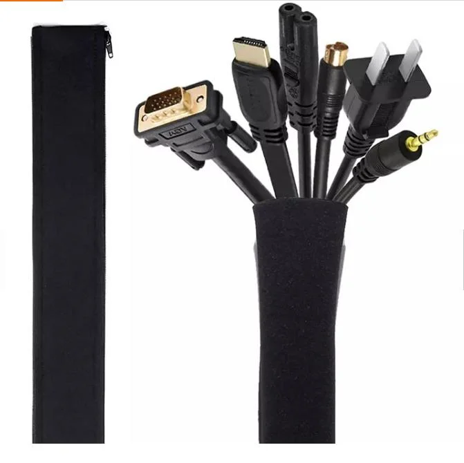 Organizer Hook and Loop Cable Management Sleeve Zipper Can Be Freely Tailored