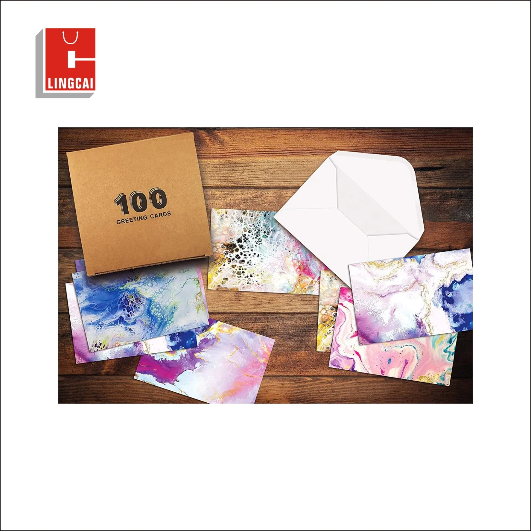 Ramo de flores impreso personalizado Embalaje de papel de regalo Tarjetas de felicitación