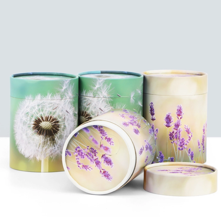 Firstsail Wholesale/Supplier Custom Bio Dandelion Printed Paper Scatter Tube Funeral Pet Ashes Urn Modern Style