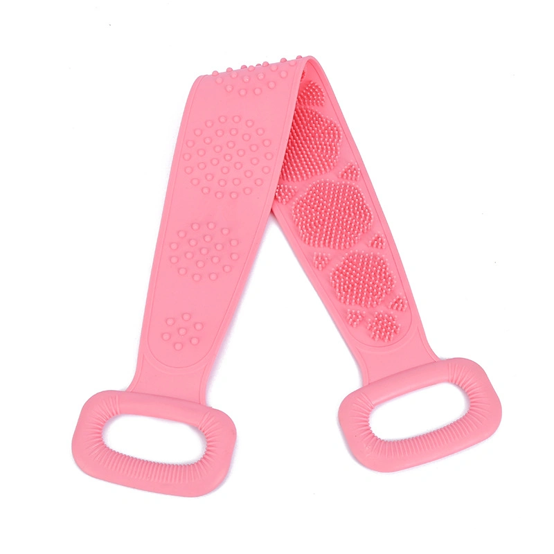 Serviette de bain recto-verso en silicone de retour de la brosse de lavage Scrubber Gommage corps côté courroie d'épuration en silicone double