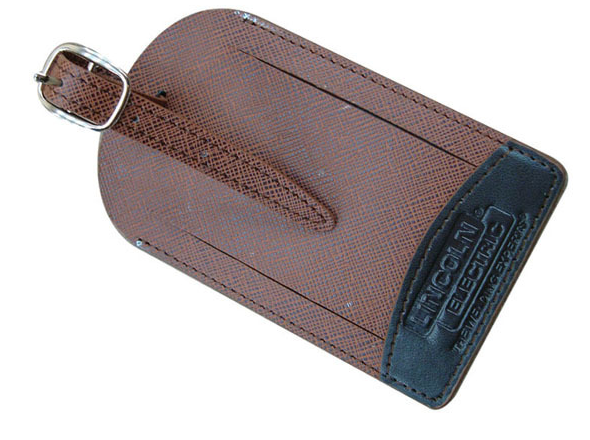 Custom Deep Blue Luggage Tag Leather Badge Holder