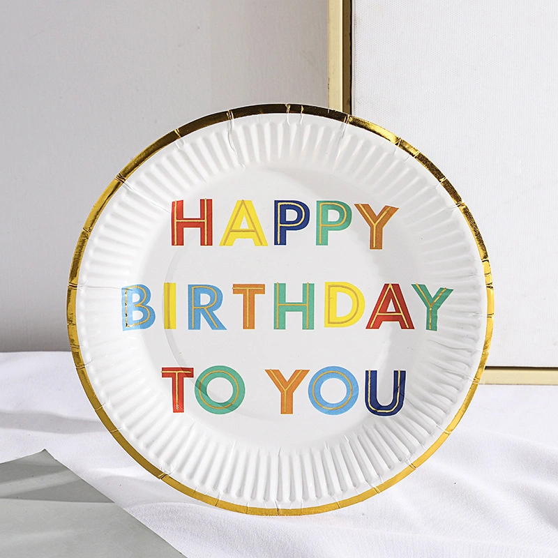 Colorful Plates Set of 10 PCS Disposable Paper Plates Set for Birthday Party