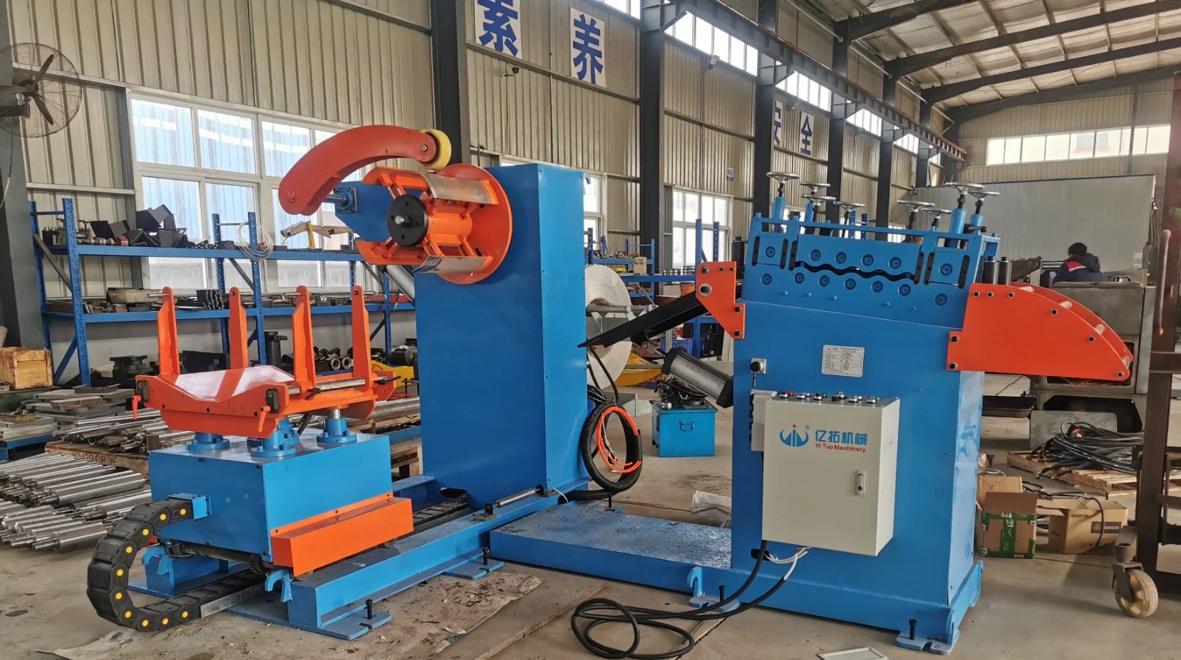 2 in 1 Decoiler with Straightener Machine for Metal Steel Plate Straightening Steel Coil Straightener with Decoiler Sheet Uncoiling and Leveling Machine