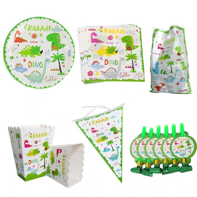 Dinosaur Children&prime; S Birthday Party Decorations Disposable Tableware Set