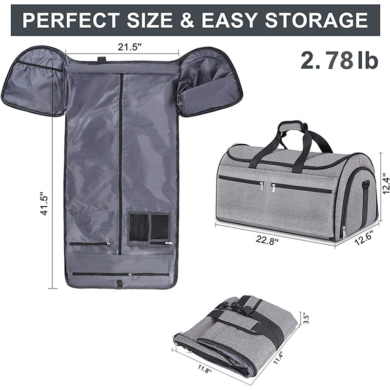 Custom 2-in-1 Convertible Men Business Travel Garment Bag with Shoe Compartment