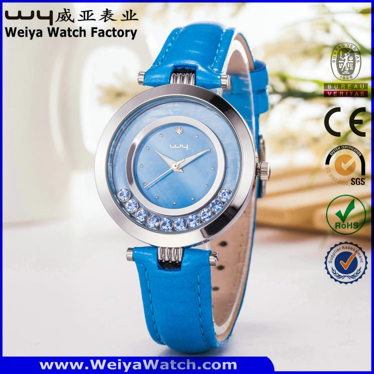 Fashion Leather Strap Casual Quartz Ladies Wrist Watch (Wy-067E)