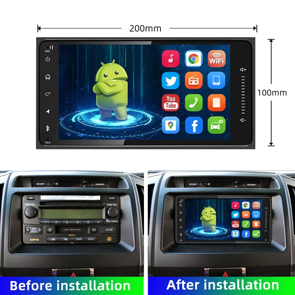 Leitor de vídeo multimédia multi-idiomas Jmance com GPS incorporado de 7 polegadas Para Toyota Double DIN 2 DIN Android Auto Radio