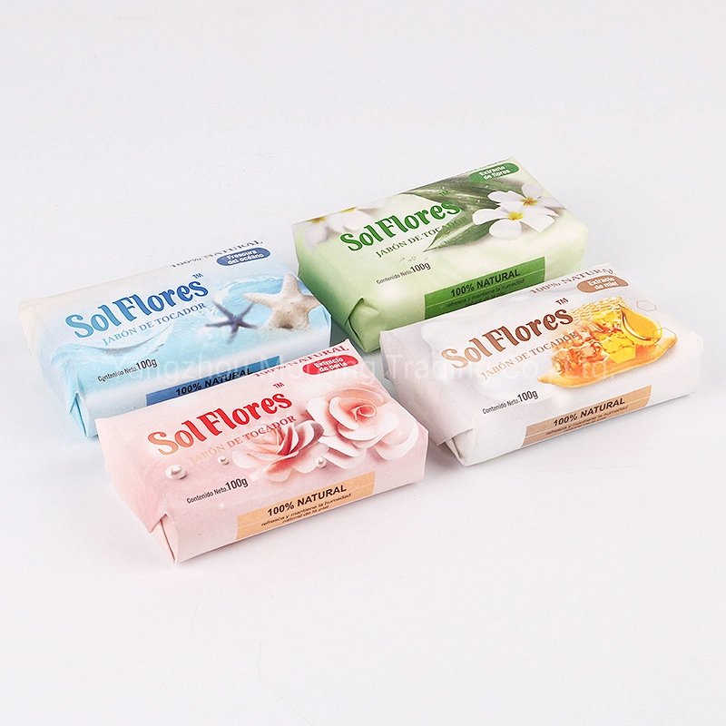 Hersteller Großhandel Personalisieren gute Qualität 100g Papierseife für die Hautpflege, Wrapper Seife, 100g Bad Seife