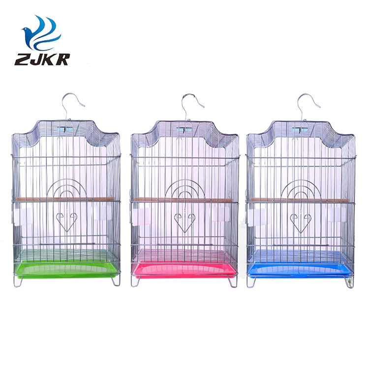 Detachable Electroplating Stainless Steel Large Bird Cages with Stand for Parrots Sale